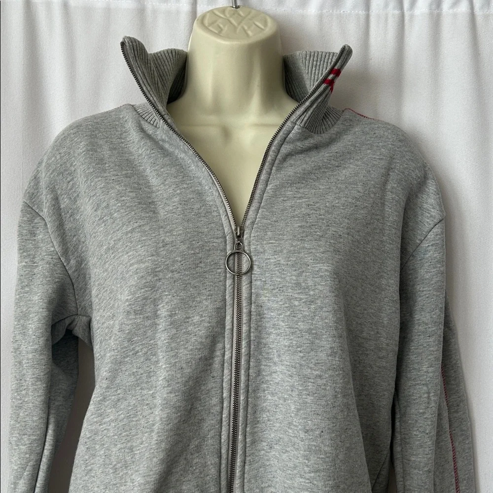 Fitigues NWT Gray Cotton Zip-Up Sweatshirt Jacket w/ Red Stripes **Size M** 🌺🌺 - Picture 3 of 6